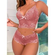 Conjuntos Lingerie Feminino de Renda Sexy Caleçon e Sutiã Sem Bojo Conjunto Espera Marido