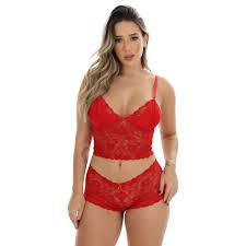 Conjuntos Lingerie Feminino de Renda Sexy Caleçon e Sutiã Sem Bojo Conjunto Espera Marido