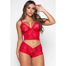 Conjuntos Lingerie Feminino de Renda Sexy Caleçon e Sutiã Sem Bojo Conjunto Espera Marido