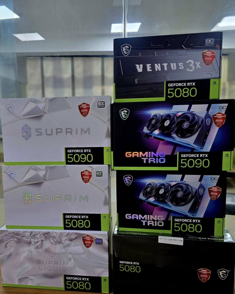 GeForce RTX 5090, RTX 5080, RTX 5070 Ti, RTX 5070, RTX 4090, RTX 4080 Super,  RTX 4080, RTX 4070 Ti Super,  RTX 4070 Ti, RTX 4070 Super,