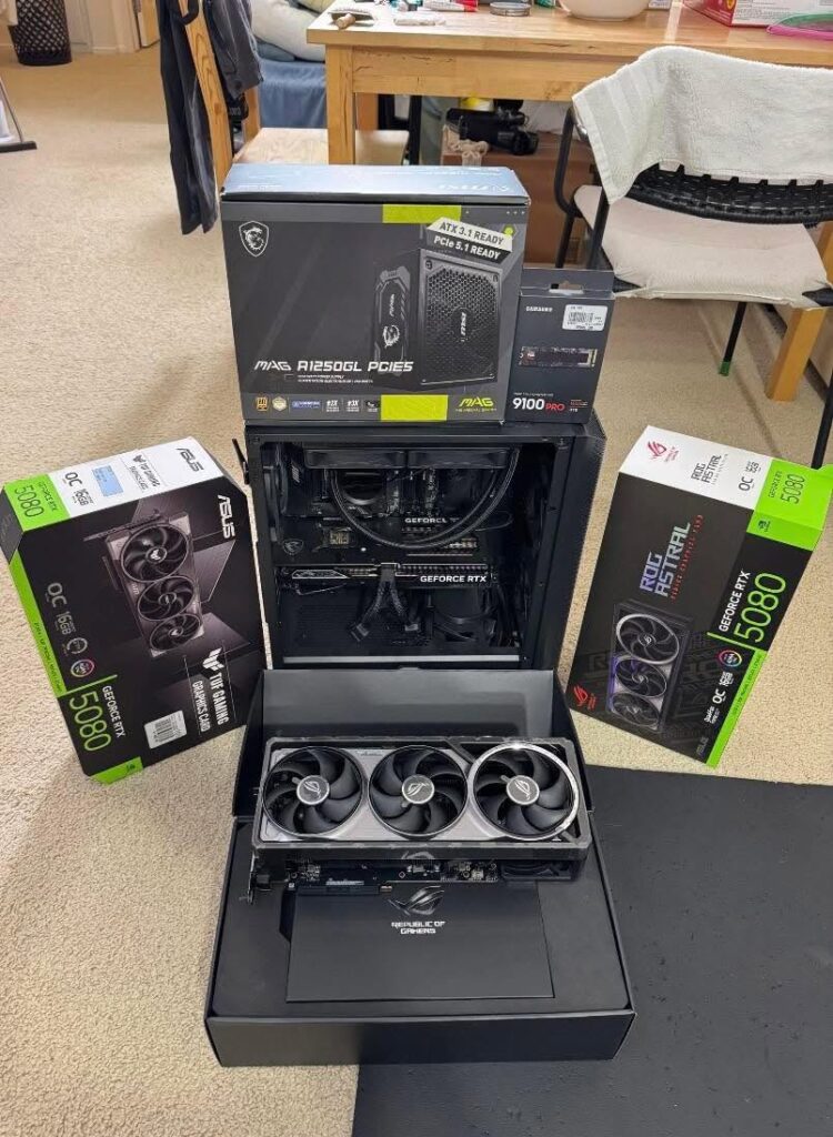 GeForce RTX 5090, RTX 5080, RTX 5070 Ti, RTX 5070, RTX 4090, RTX 4080 Super,  RTX 4080, RTX 4070 Ti Super,  RTX 4070 Ti, RTX 4070 Super,
